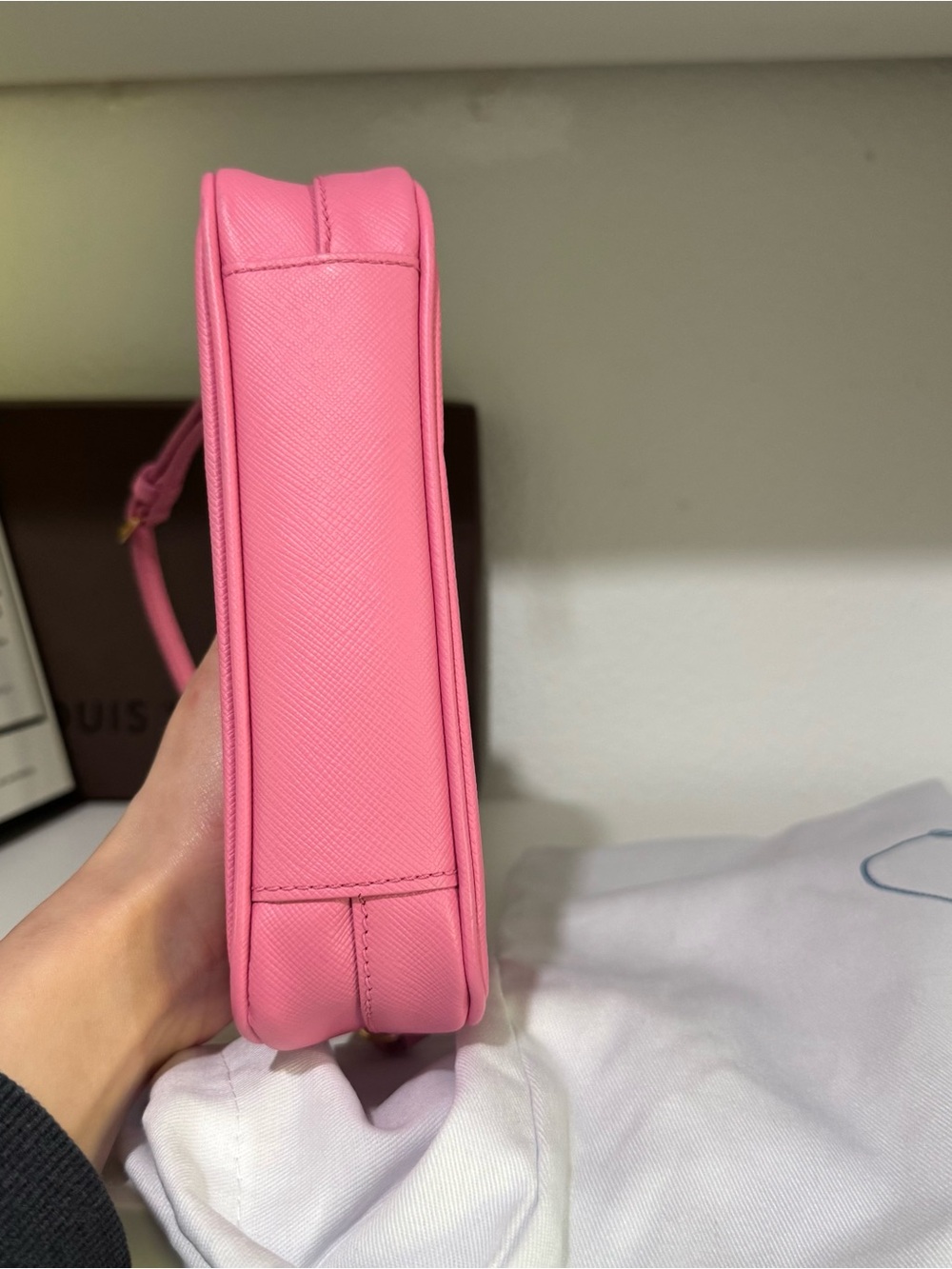 Prada Hot Pink Saffiano Shoulder Bag with Gold Hardware - Picture 11 of 11